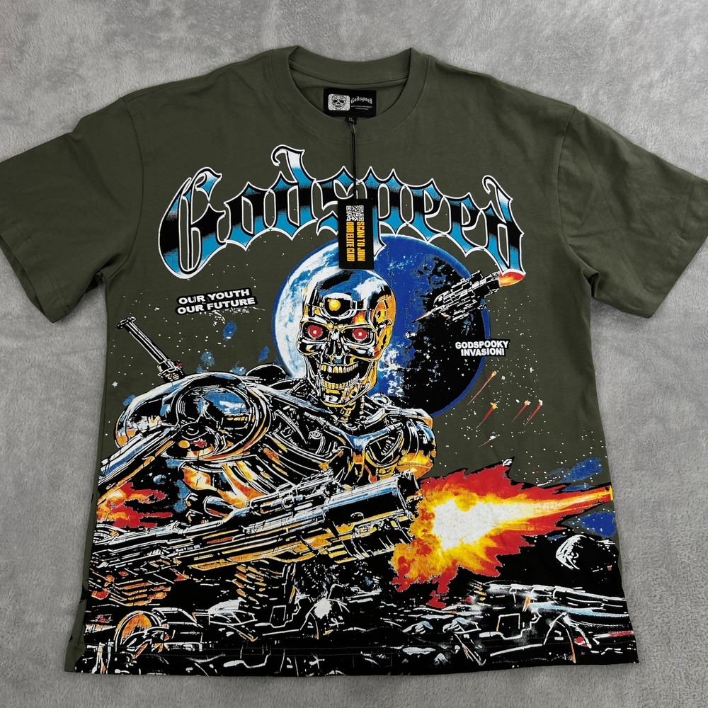 Godspeed Limited Art Piece Graphic T-Shirt XL Olive Street Cyberpunk Robot Ai